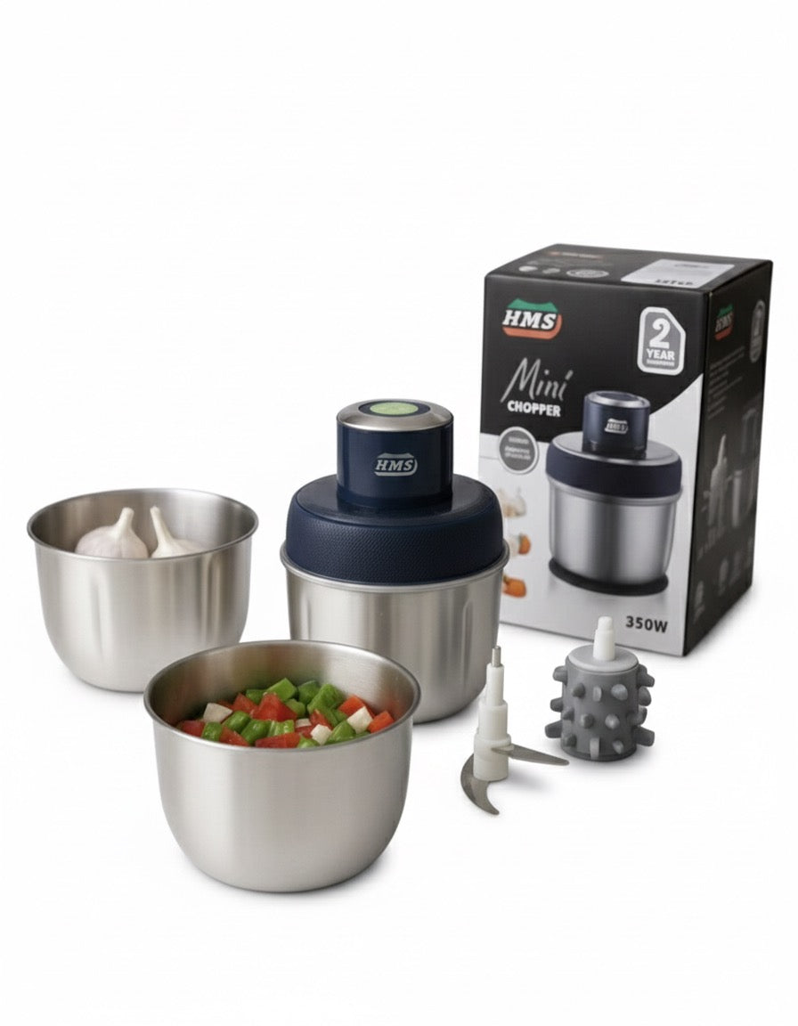 H.M.S Mini Hachoir Avec 3-bols en Inox 350w 🥇 🇪🇺