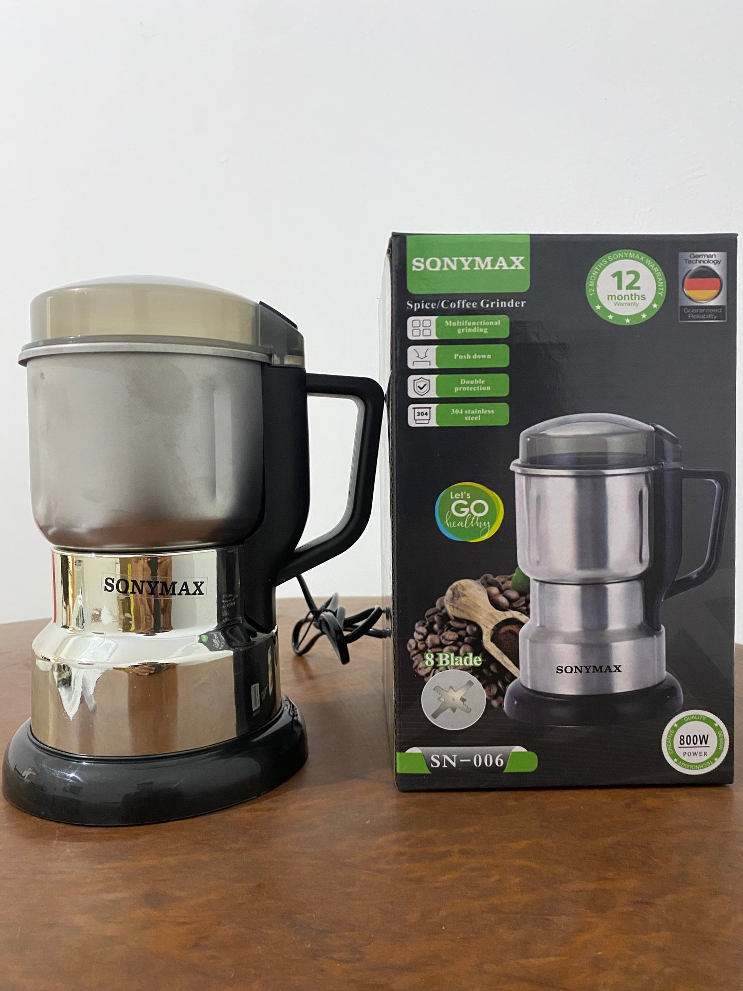 مطحنة القهوة والتوابل الكهربائية SONYMAX 800Watt – قهوة ☕ توابل 🌿 مكسرات 🥜