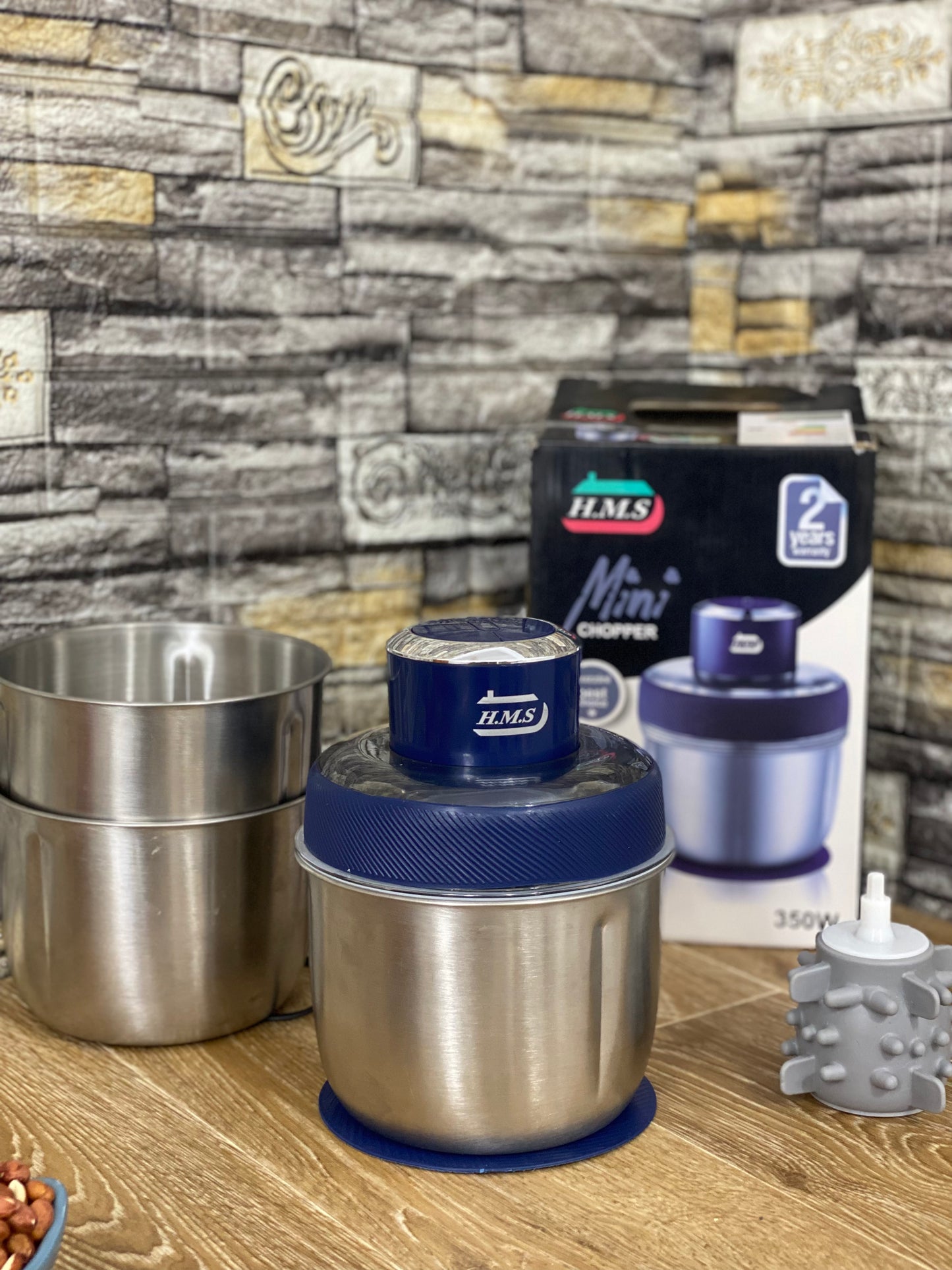 H.M.S Mini Hachoir Avec 3-bols en Inox 350w 🥇 🇪🇺