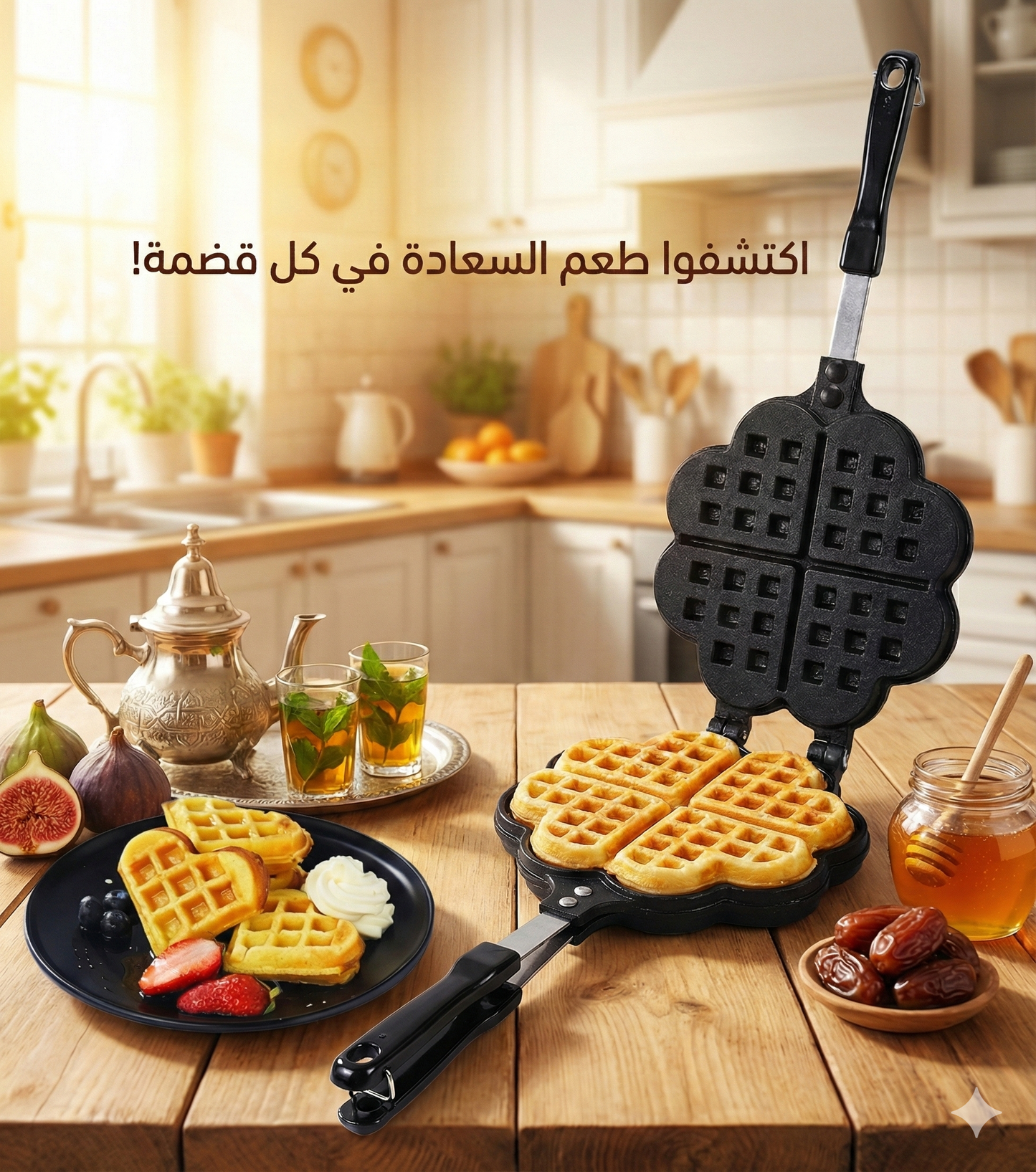 Poêle à gaufre forme cœur ❤️مِقلاة وافل على شكل قلب ❤️🧇