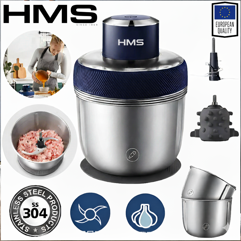 H.M.S Mini Hachoir Avec 3-bols en Inox 350w 🥇 🇪🇺