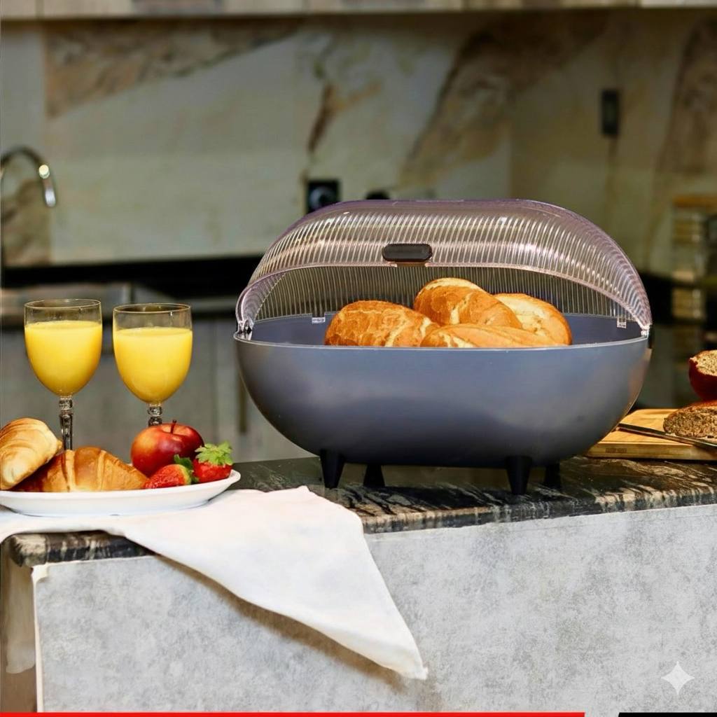 Cache Pain علبة حفظ الخبز والحلويات بغطاء شفاف