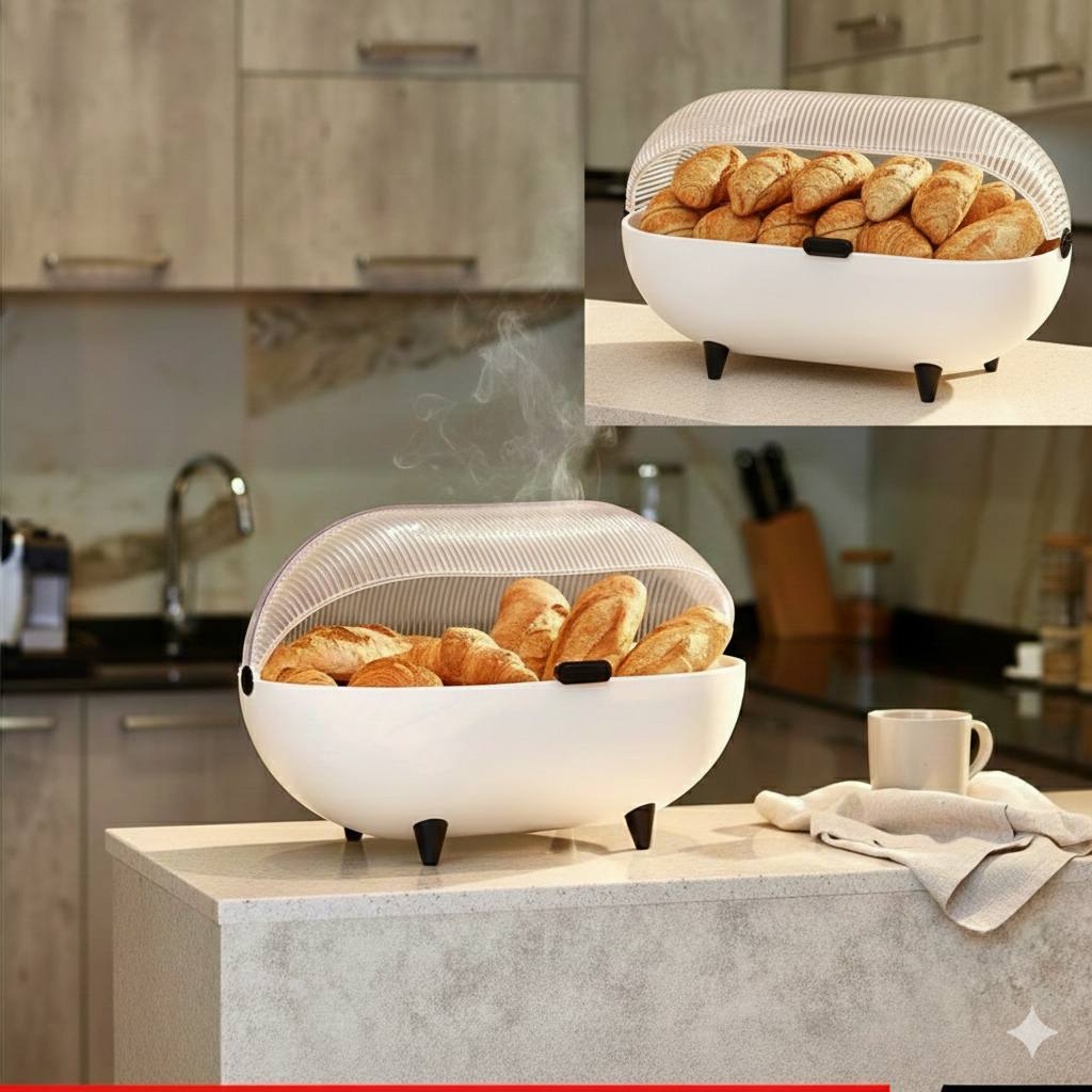 Cache Pain علبة حفظ الخبز والحلويات بغطاء شفاف